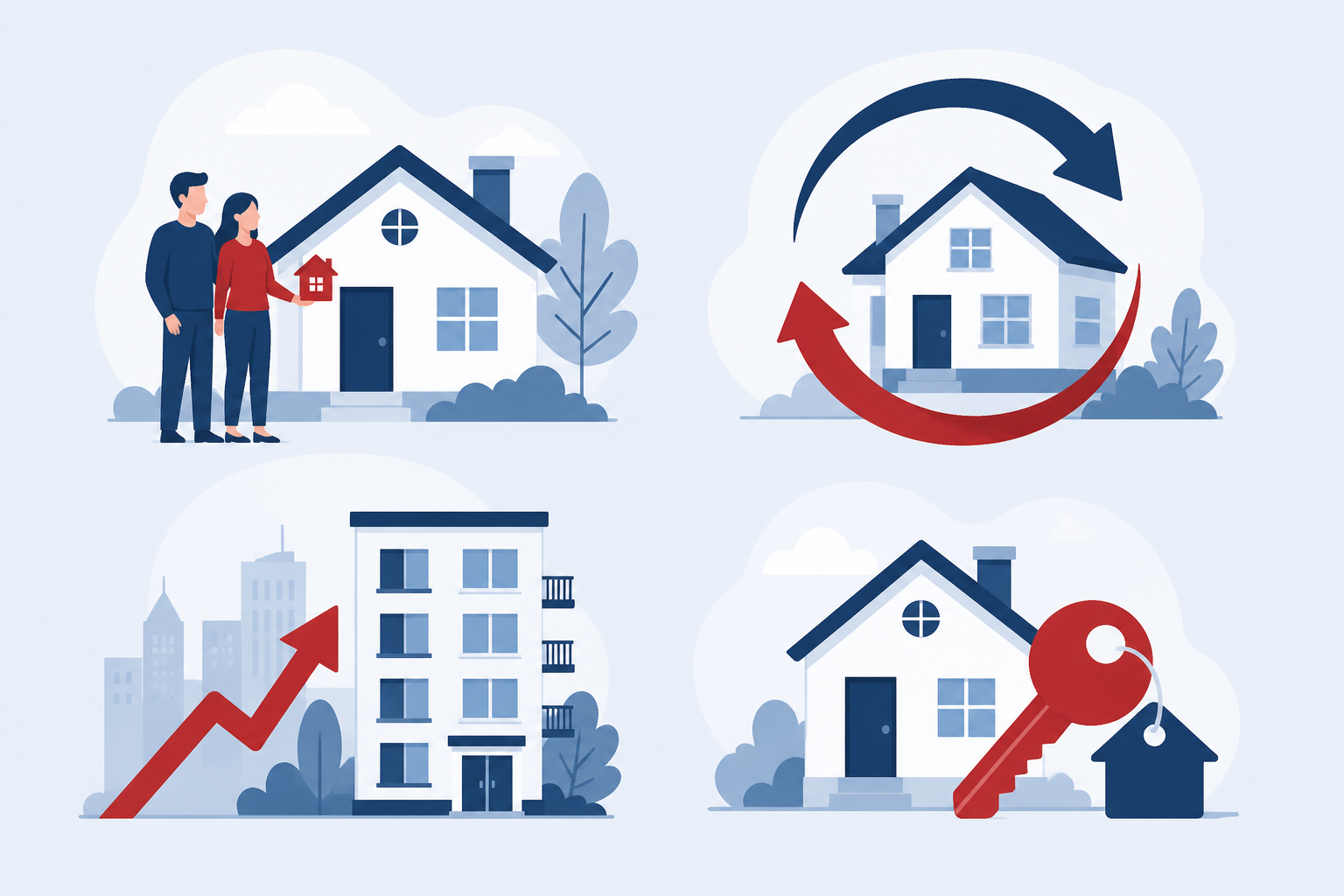 Illustration representing buyers, refinancers, investors, and equity clients